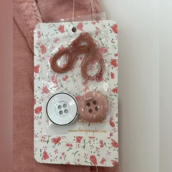 Free People Utility Harem Linen Bermuda Jean Shorts Bohemian Braided Rose Pink 2 - Picture 9 of 15